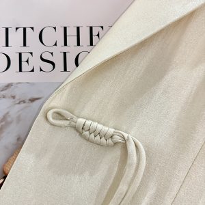 Light Beige Chinese Style Women's Suit Jacket - Thin Draped Fashionable Trendy Summer 2025 Small Suit for Elegant Looks