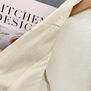 Light Beige Chinese Style Women's Suit Jacket - Thin Draped Fashionable Trendy Summer 2025 Small Suit for Elegant Looks