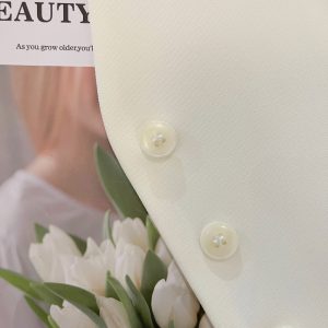 Light Beige Thin Blazer for Petite Women - Short Sleeve Summer Suit in Gentle Socialite Style, Chic 2025 Fashion