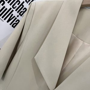 Light Beige Thin Design Blazer for Women - Vintage College Style Suit, 2025 Summer Trend, Chic and Mature Fashion
