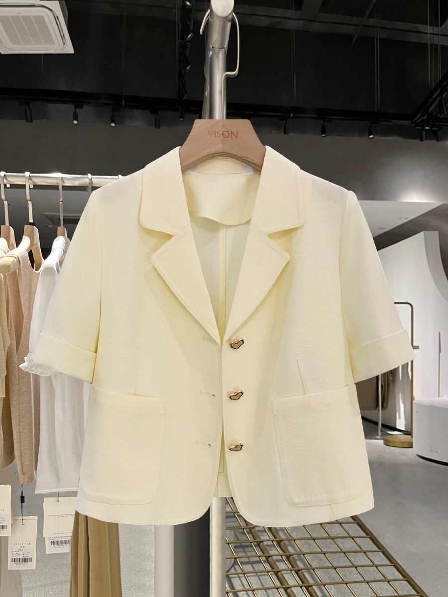 Light Beige Thin Women's Blazer Jacket - 2025 Summer New Gentle Academy Style, Chic English Fashion Outerwear Light Beige Thin Women's Blazer Jacket - 2025 Summer New Gentle Academy Style, Chic English Fashion Outerwear