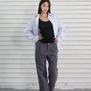 Light Blue Striped Casual Long Sleeve Shirt - Classic Loose Fit for Effortless Style, Perfect for 90s and Y2K Inspired Looks