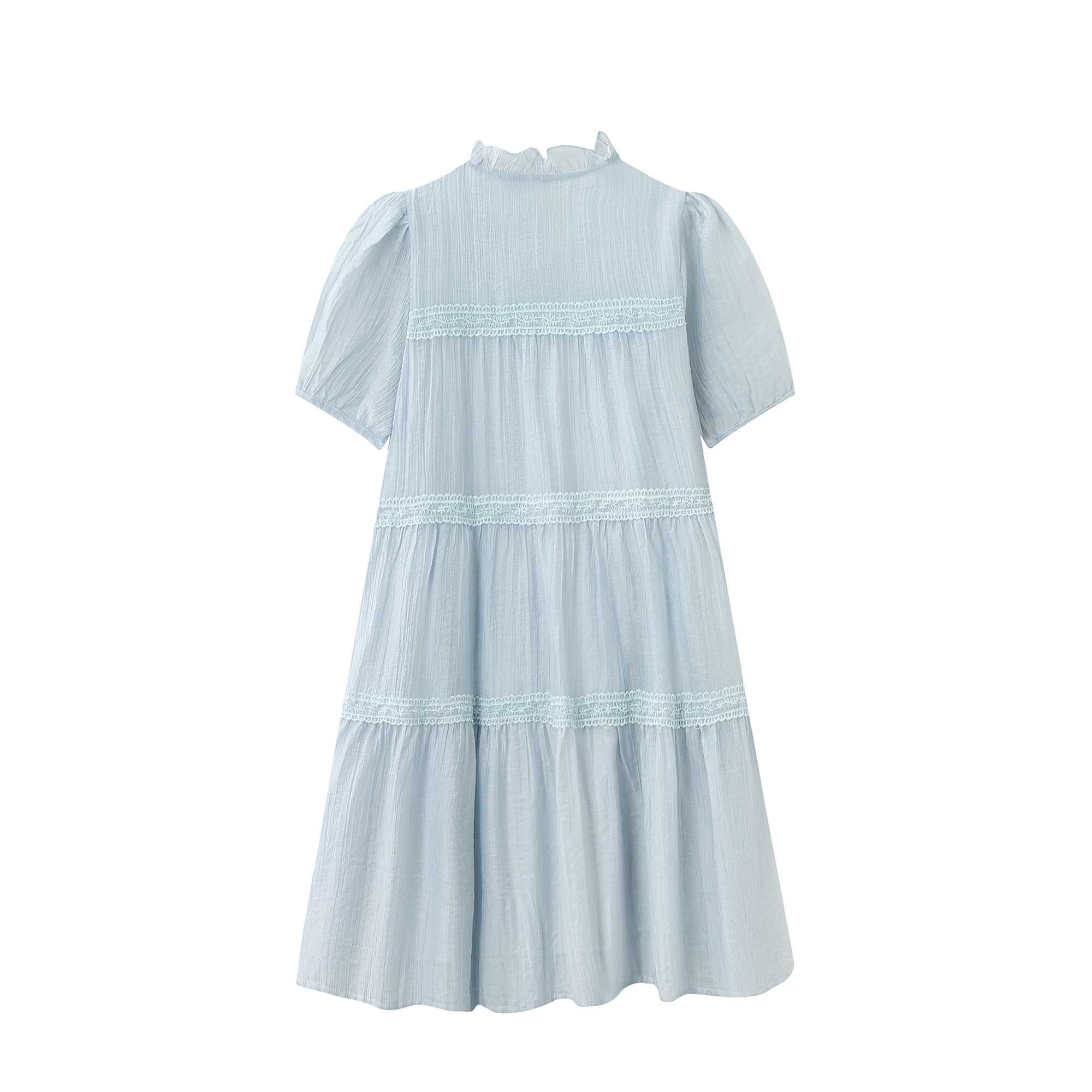 Light Blue Tassel Tie Dress for Women - Summer National Style Loose Fit, Beautiful Design, Small Size, Perfect for Y2K and Korean Fashion