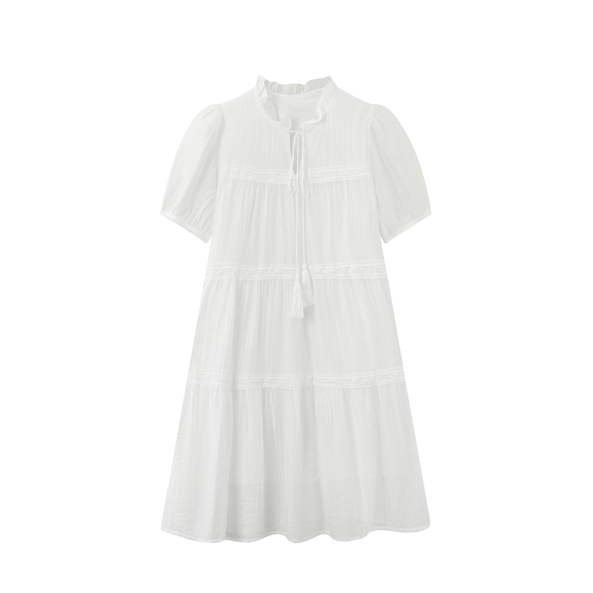 Light Blue Tassel Tie Dress for Women - Summer National Style Loose Fit, Beautiful Design, Small Size, Perfect for Y2K and Korean Fashion Light Blue Tassel Tie Dress for Women - Summer National Style Loose Fit, Beautiful Design, Small Size, Perfect for Y2K and Korean Fashion