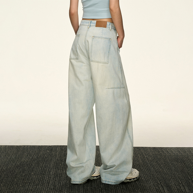 Light Blue Vintage Loose Denim Pants for Women - Summer Style High-End Drape Slim Straight Wide-Leg Trousers