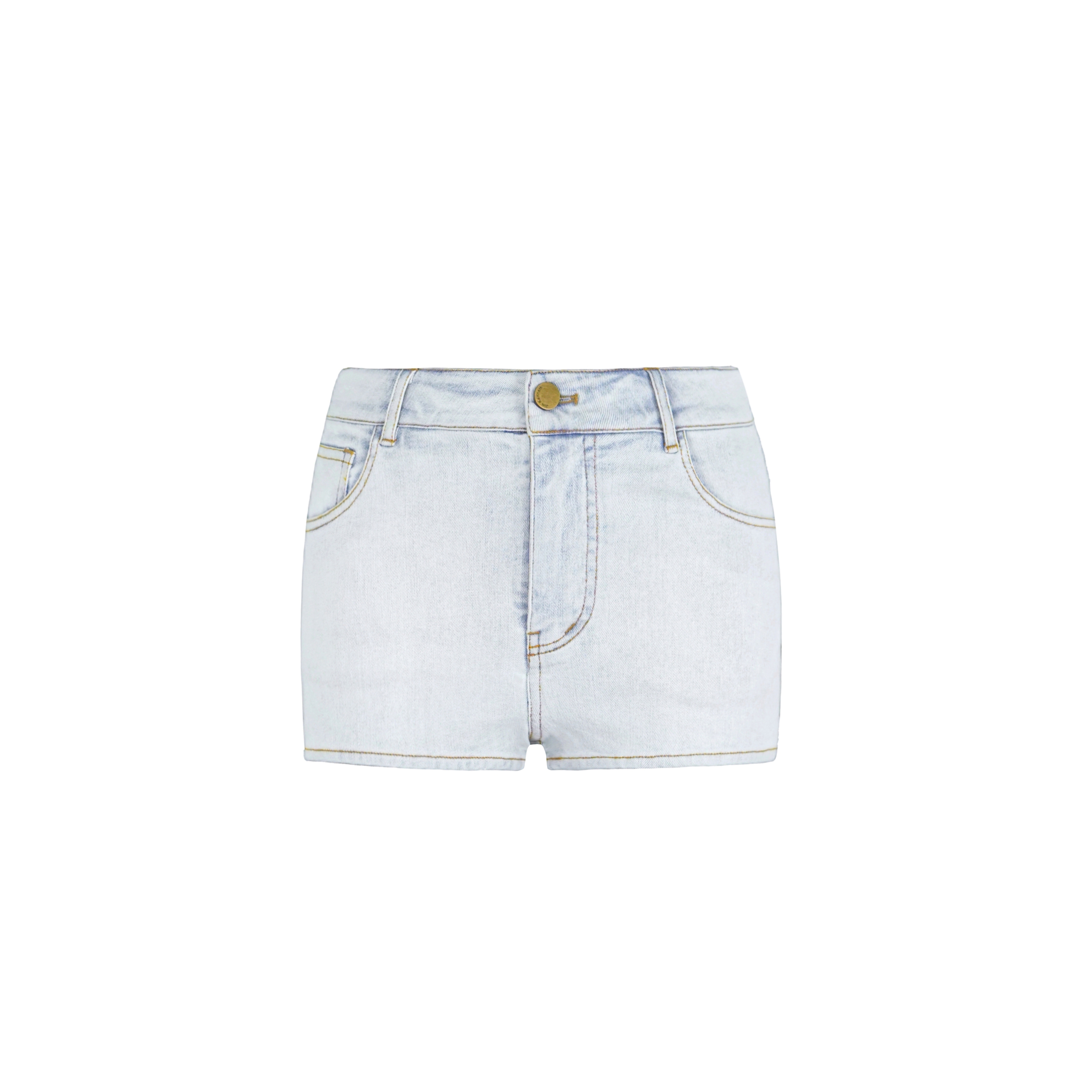 Light Blue Washed Stretchy Denim Shorts for Women - Retro 90s Style High-Waisted Casual Summer Shorts