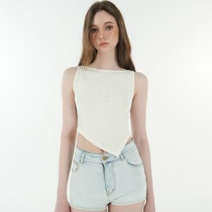 Light Blue Washed Stretchy Denim Shorts for Women - Retro 90s Style High-Waisted Casual Summer Shorts