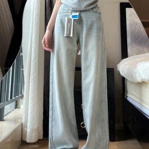 Light-Colored High-Waisted Wide-Leg Denim Pants for Women - Summer 2025 Plus Size Slim-Fit Straight-Leg Style