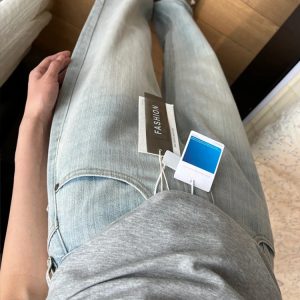 Light-Colored High-Waisted Wide-Leg Denim Pants for Women - Summer 2025 Plus Size Slim-Fit Straight-Leg Style