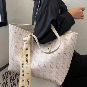 Light Luxury Retro Printed Tote Bag for Women - High-End Large Capacity Commuting Shoulder Bag