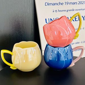 Light Luxury Tulip Ceramic Drinking Cup - Elegant Gift for Girls, Perfect Birthday Mug for Best Friends