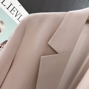 Light Pink Elegant Women's Blazer Jacket - Thin High-End Spring/Summer Suit Top for Intellectual Style