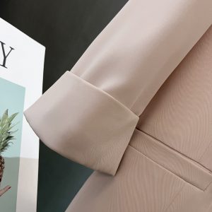 Light Pink Elegant Women's Blazer Jacket - Thin High-End Spring/Summer Suit Top for Intellectual Style