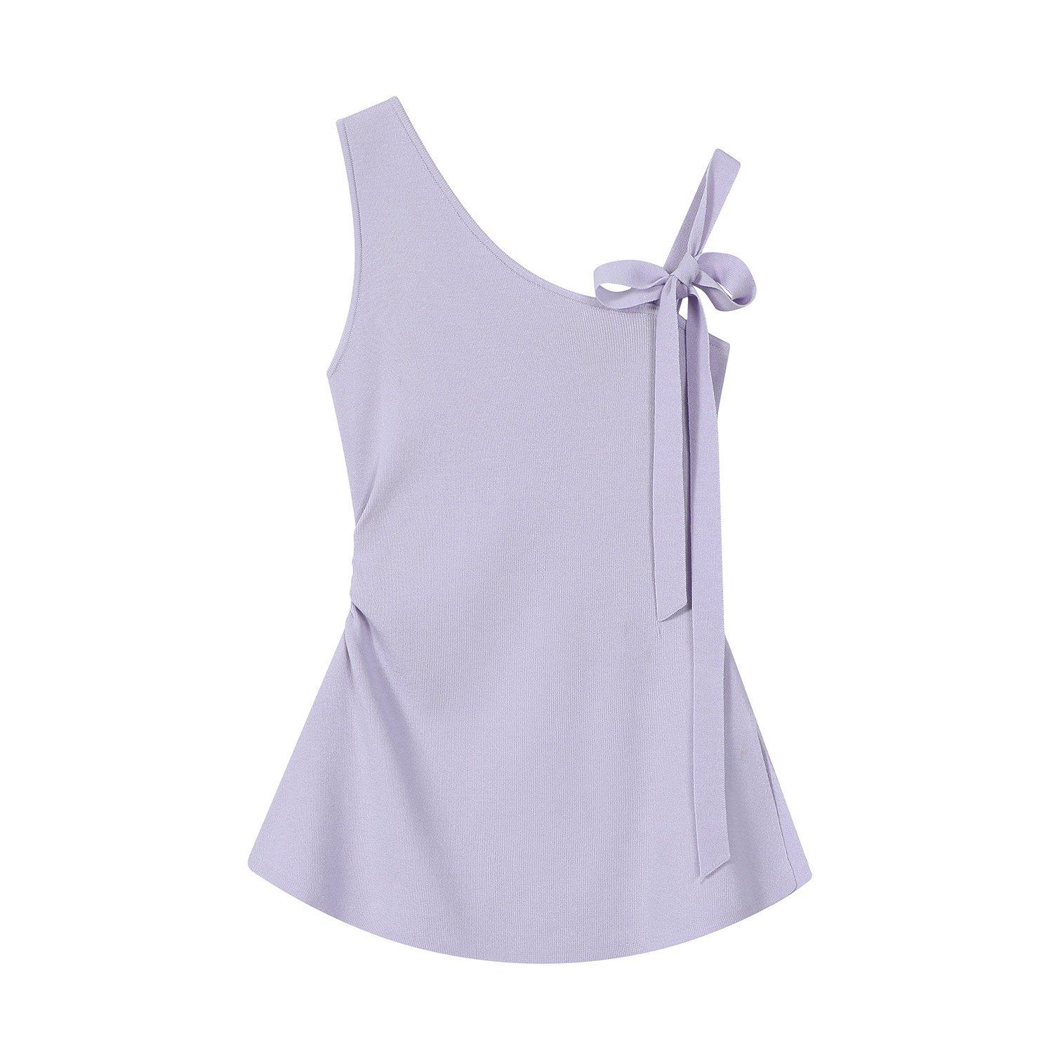 Light Purple Asymmetrical Neckline Exposed Shoulder Sleeveless T-Shirt - Unique Summer Top for Women