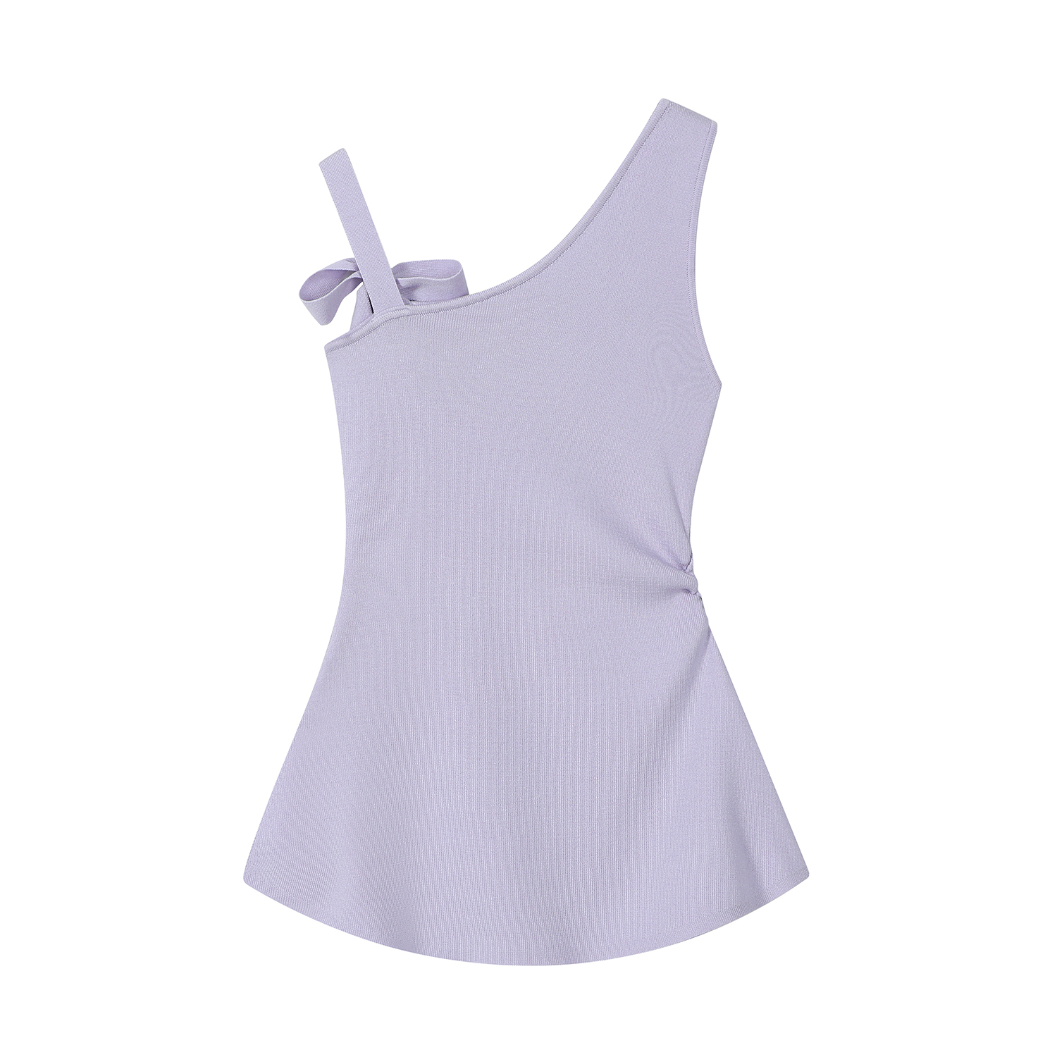 Light Purple Asymmetrical Neckline Exposed Shoulder Sleeveless T-Shirt - Unique Summer Top for Women