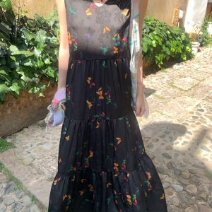 Light Spring Mountains Retro Floral Maxi Dress for Women - Loose V-Neck Sleeveless Long Dress, Perfect for Summer 90s & Y2K Style