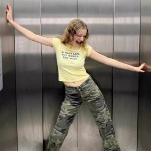 Light Yellow Korean Style Sports Top - Fitted Slim Pure Cotton, High Elastic, Trendy Women's Short Sleeve Design