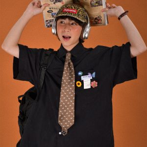 Light Yellow Vintage Short Sleeve Shirt for Women - Summer Loose Korean Style Top, Popular Half Sleeve Fashion for Students