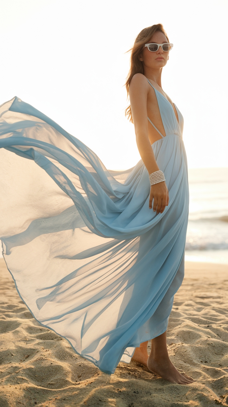 Light Blue Maxi Dress Trends for the Season outfit idea