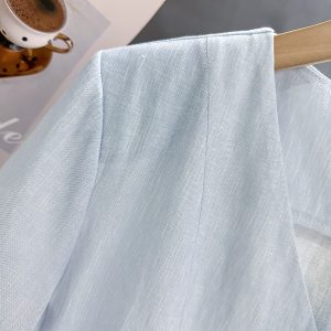 Lightweight Blue Korean-Style Short Jacket for Women - Elegant Summer 2025 Thin Top for a Youthful Look