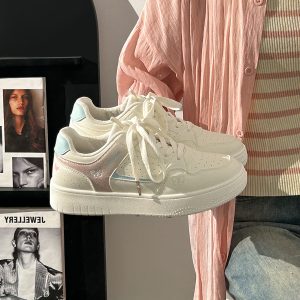Lightweight Breathable White Sneakers for Women - 2025 Summer Mesh Casual Shoes, Korean Style Versatile Sports Footwear for Students