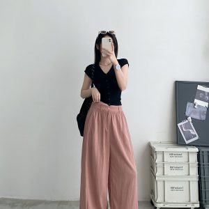 Lightweight Casual Wide-Leg Pants for Women, Loose Breathable Sun-Protective Floor-Length Trousers for Summer Fashion