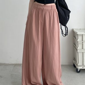Lightweight Casual Wide-Leg Pants for Women, Loose Breathable Sun-Protective Floor-Length Trousers for Summer Fashion