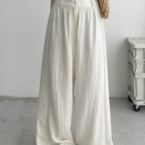 Lightweight Casual Wide-Leg Pants for Women, Loose Breathable Sun-Protective Floor-Length Trousers for Summer Fashion