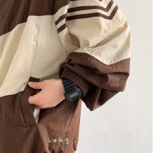 Lightweight Color-Blocked Hooded Sun Protection Jacket for Men and Women - Japanese Retro Outdoor Work Coat, Breathable Summer Style