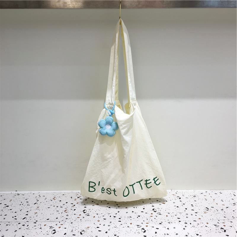 Lightweight Flower Pendant Nylon Tote Bag - Versatile Spring Summer Dopamine Outfit Shoulder Bag for Everyday Style Lightweight Flower Pendant Nylon Tote Bag - Versatile Spring Summer Dopamine Outfit Shoulder Bag for Everyday Style