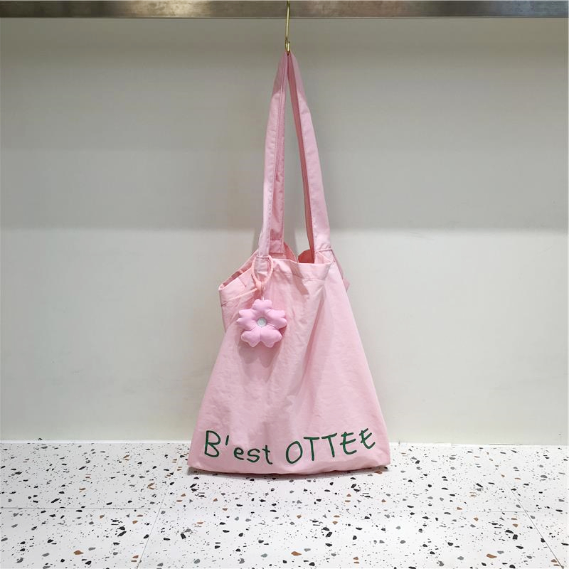 Lightweight Flower Pendant Nylon Tote Bag - Versatile Spring Summer Dopamine Outfit Shoulder Bag for Everyday Style Lightweight Flower Pendant Nylon Tote Bag - Versatile Spring Summer Dopamine Outfit Shoulder Bag for Everyday Style