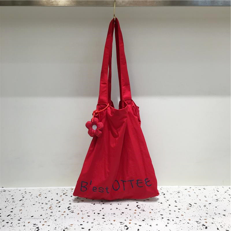 Lightweight Flower Pendant Nylon Tote Bag - Versatile Spring Summer Dopamine Outfit Shoulder Bag for Everyday Style Lightweight Flower Pendant Nylon Tote Bag - Versatile Spring Summer Dopamine Outfit Shoulder Bag for Everyday Style