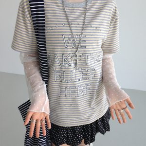 Lightweight Heart Jacquard Mesh Inner Layer Top - Thin Mist Design for Effortless Style, Perfect for 90s and Y2K Inspired Looks