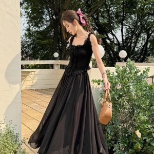 Lightweight High-Waisted A-Line Chiffon Skirt, Floor-Length, Slimming Design, Perfect for Spring and Summer Fashion