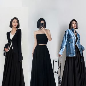 Lightweight High-Waisted A-Line Chiffon Skirt, Floor-Length, Slimming Design, Perfect for Spring and Summer Fashion