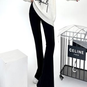 Lightweight High-Waisted Flared Pants for Women - Stretchy Draping Wide-Leg, Slimming Floor-Length Design for Spring and Autumn