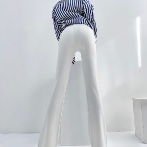 Lightweight High-Waisted Flared Pants for Women - Stretchy Draping Wide-Leg, Slimming Floor-Length Design for Spring and Autumn