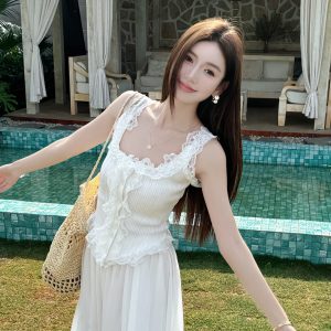 Lightweight High-Waisted Floor-Length Chiffon Skirt with 3-Layered Hem - Summer Beach Skirt with Elastic Waist