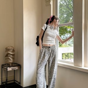 Lightweight High-Waisted Wide-Leg Pants for Women - Loose Fit, Thin Fabric, Perfect for Spring, Summer, Autumn & Winter