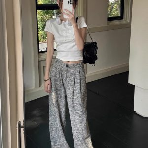 Lightweight High-Waisted Wide-Leg Pants for Women - Loose Fit, Thin Fabric, Perfect for Spring, Summer, Autumn & Winter