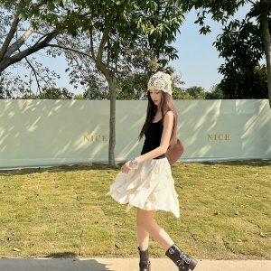 Lightweight Irregular Lace Ruffled A-Line Skirt – Versatile Chiffon Cake Skirt for Spring and Summer Fashion