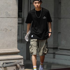 Lightweight Japanese-Style Men's Summer Work Shorts, Loose Quick-Dry Multi-Pocket Casual Five-Point Pants for Outdoor Sports