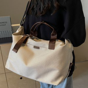 Lightweight Large Capacity Canvas Travel Bag for Women - Commuting, Fitness, and Short-Distance Outing Tote