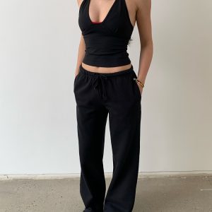 Lightweight Low-Rise Hybrid Sweatpants with Curvy Back Pockets - Comfortable Pajama Pants for Home and Casual Wear