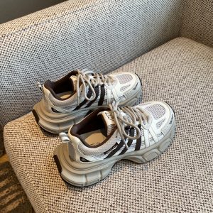 Lightweight Mesh Sports Shoes for Women - Casual Lace-Up Thick-Soled Dad Sneakers, Comfortable & Breathable 2025 Style