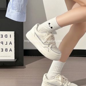 Lightweight Mesh White Sneakers for Women - Breathable Casual Minimalist Sports Shoes for Summer 2025