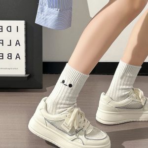 Lightweight Mesh White Sneakers for Women - Breathable Casual Minimalist Sports Shoes for Summer 2025