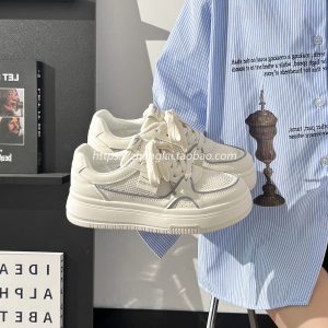 Lightweight Mesh White Sneakers for Women - Breathable Casual Minimalist Sports Shoes for Summer 2025