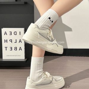 Lightweight Mesh White Sneakers for Women - Breathable Casual Minimalist Sports Shoes for Summer 2025