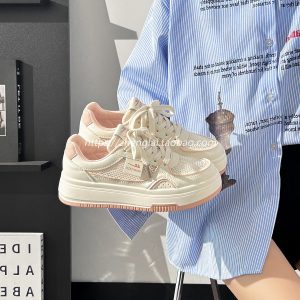 Lightweight Mesh White Sneakers for Women - Breathable Casual Minimalist Sports Shoes for Summer 2025